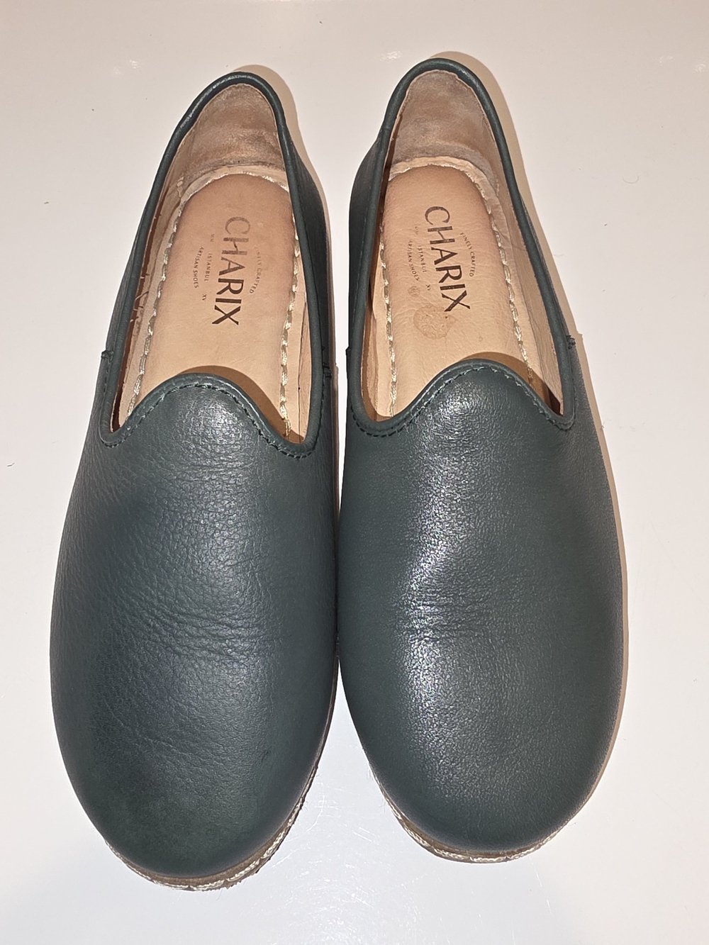 CHARIX Women's Midnight Blue Leather Slip-On Loafers